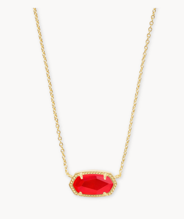 Elisa Gold Pendant Necklace in Red Illusion