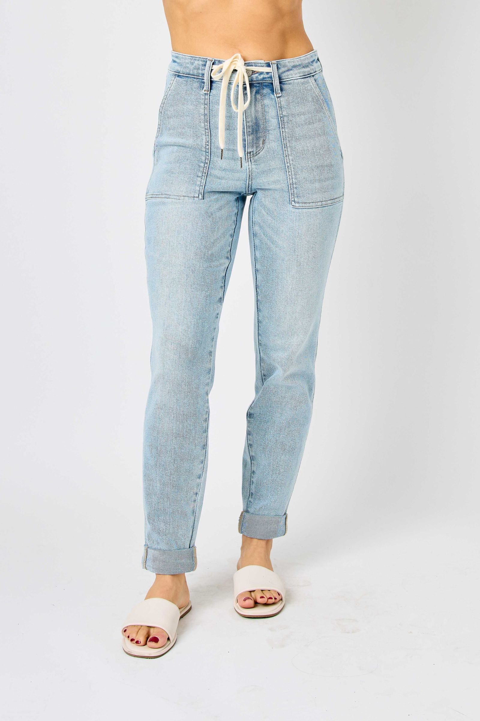 High Waist Jogger Jeans - Trendy Denim for Women