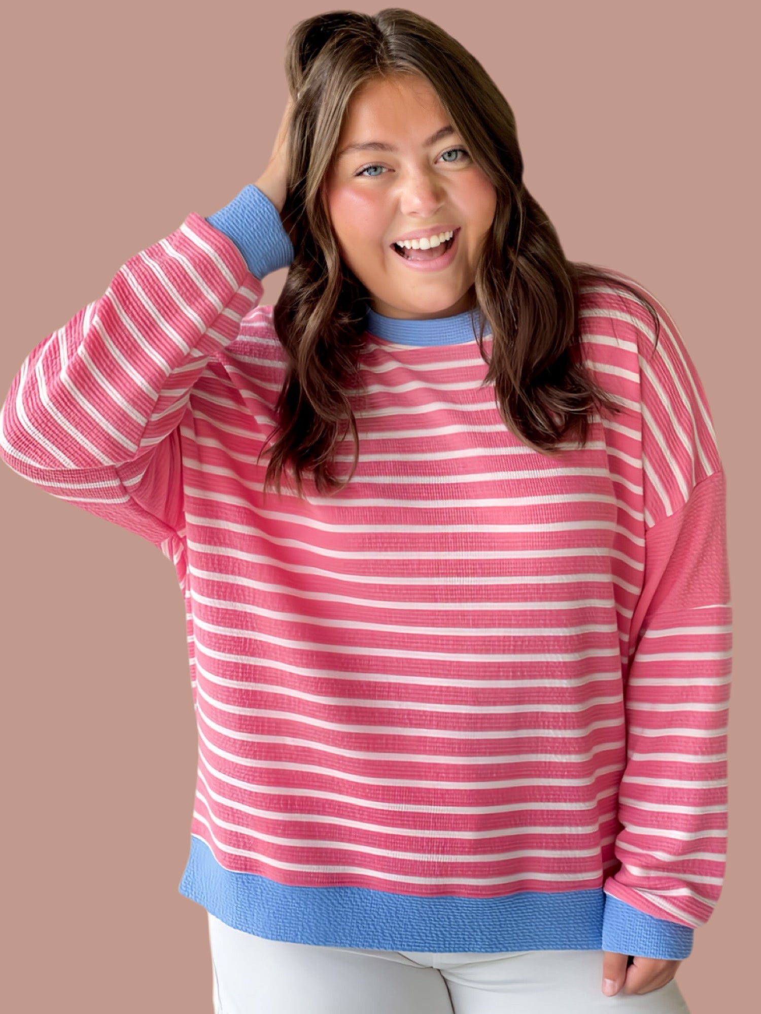 トップス Taylor hoodie knit tops andmary pink ANDMARY】Taylor hoodie knit tops