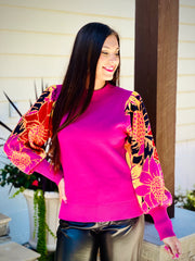 Point Flower Print Sweater