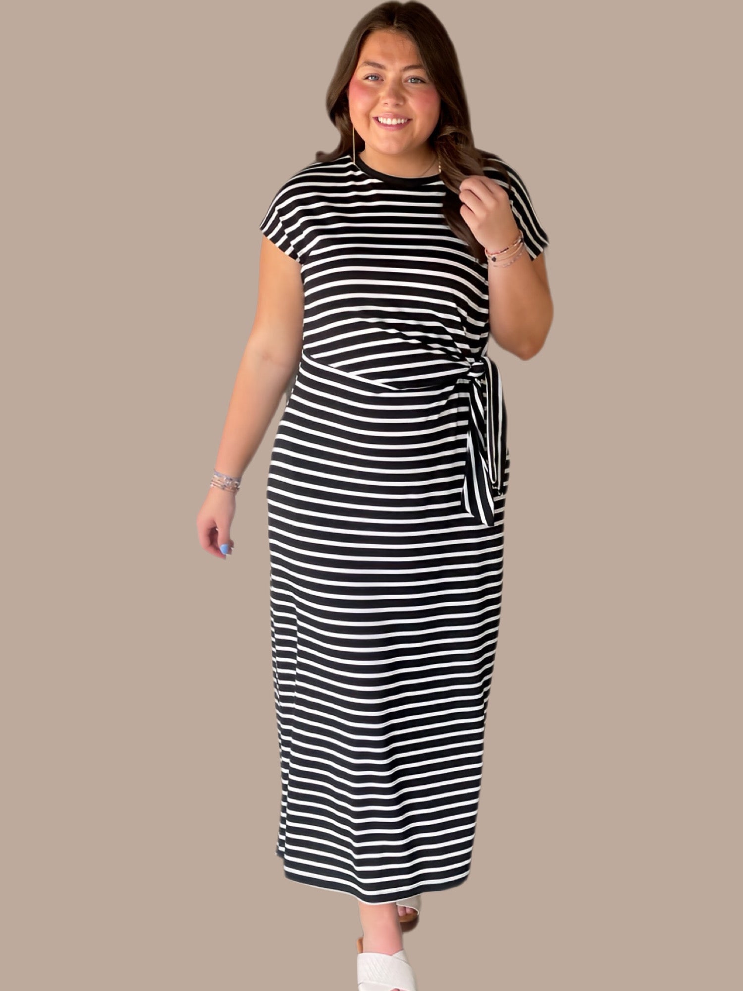 Simply Styled Striped Wrap Midi Dress Small