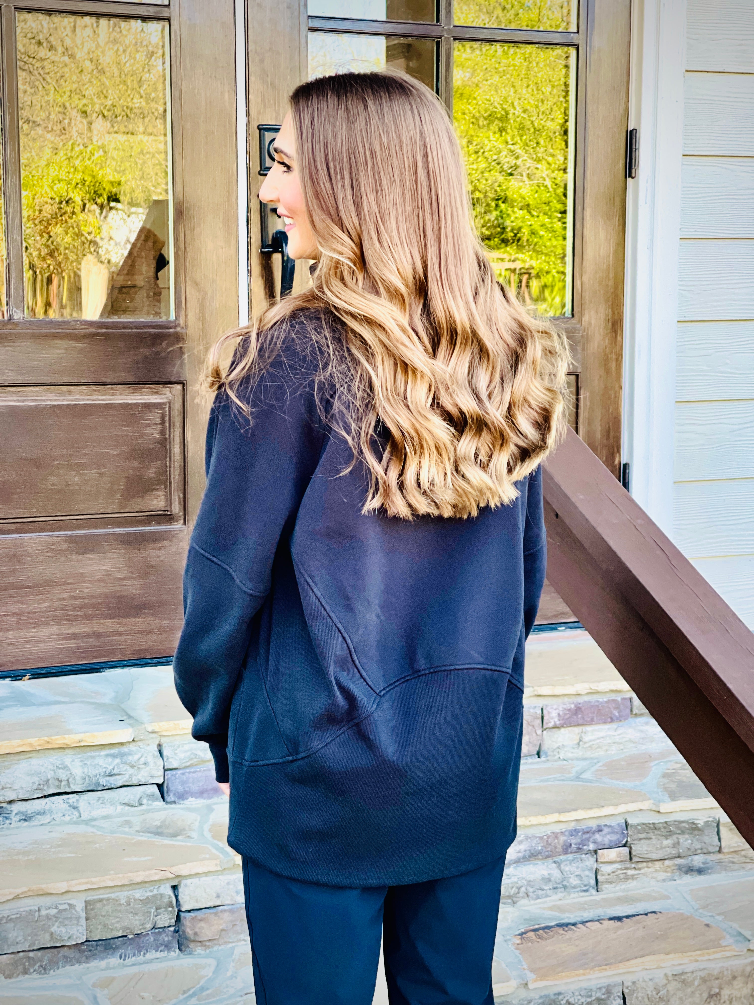 Scuba Oversized Funnel Neck Half Zip *Long – Trends Boutique on Main