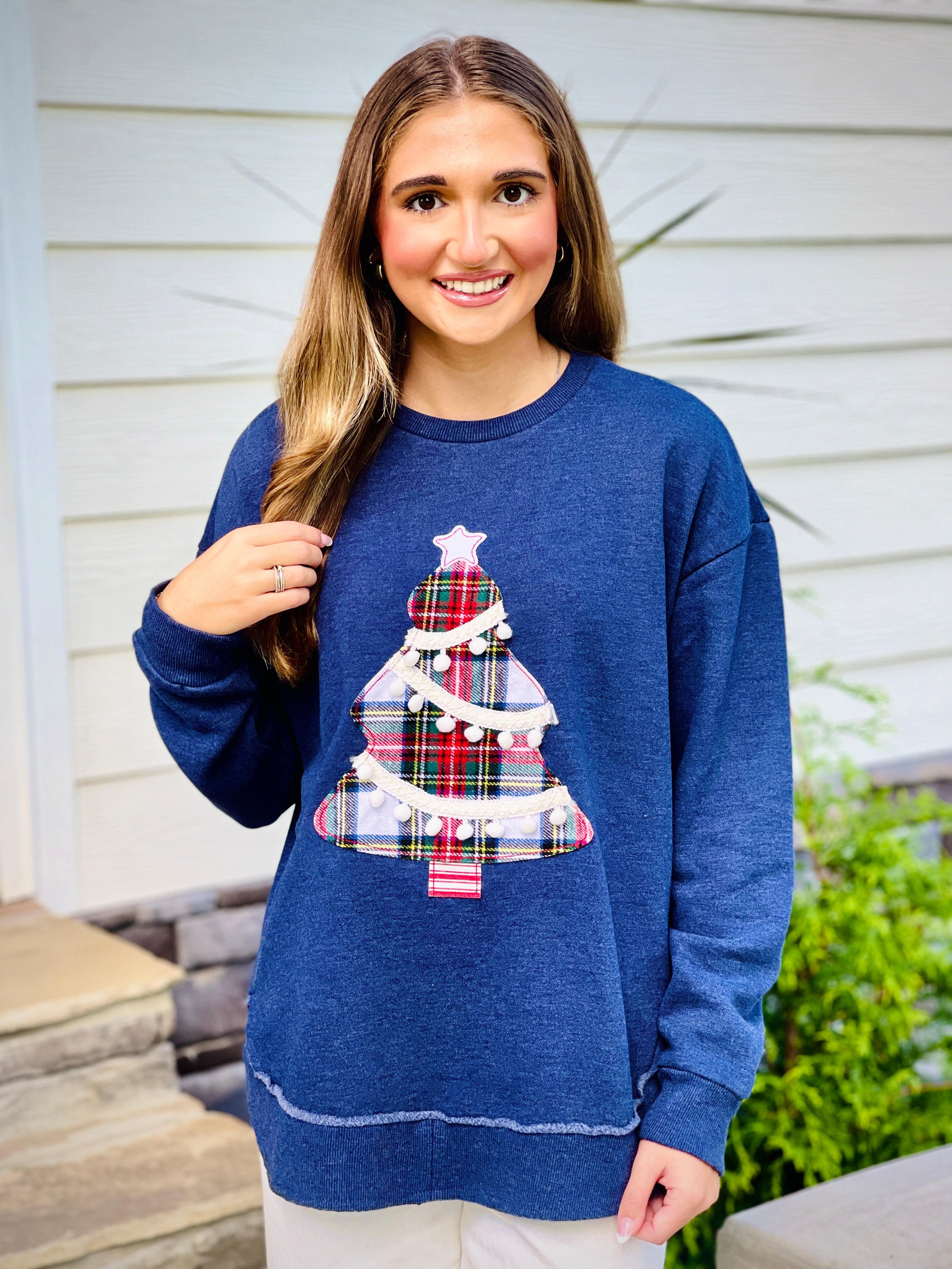 Christmas Tree Pom Pom Sweatshirt