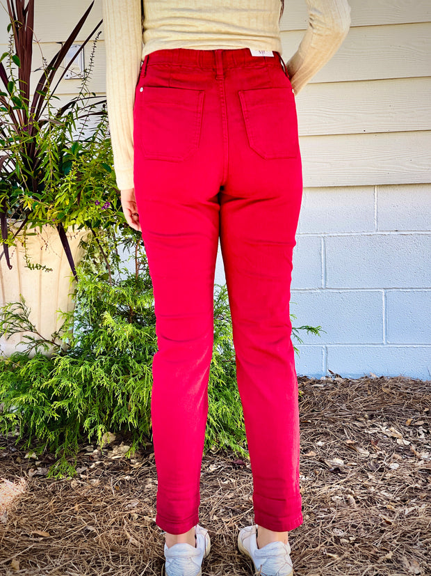 Judy Blue Jogger- SCARLET