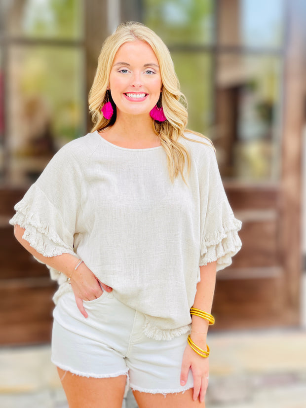 On Your Side Ruffle Linen Top