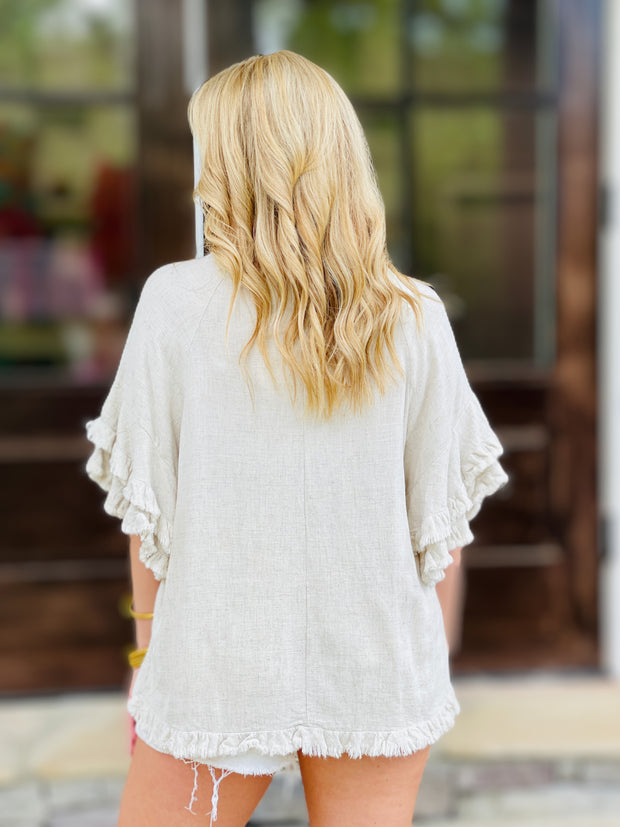 On Your Side Ruffle Linen Top