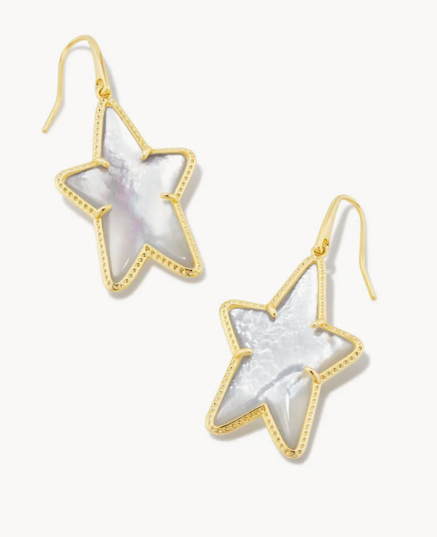 Ada Gold Star Drop Earrings in Ivory Mother-of-Pearl