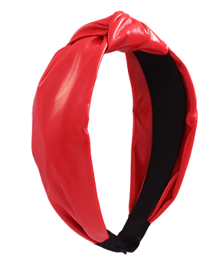 Red Knotted Patent Leather Headband