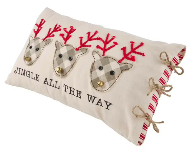 Applique Reindeer Jingle Pillow