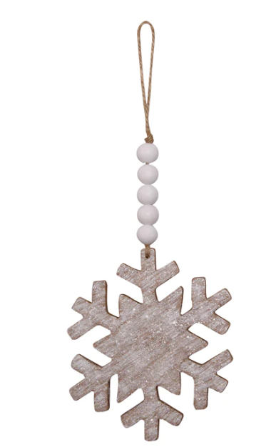 Wood Snowflake Beaded Ornament