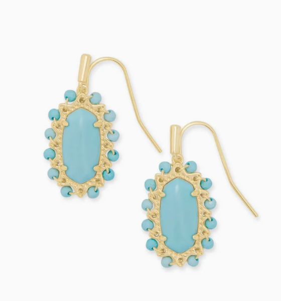 Kendra Scott Elle Silver Intarsia Drop Earrings In Blue Intarsia – The Bugs  Ear