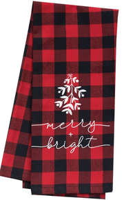 Red Buffalo Check Merry & Bright Christmas Towel