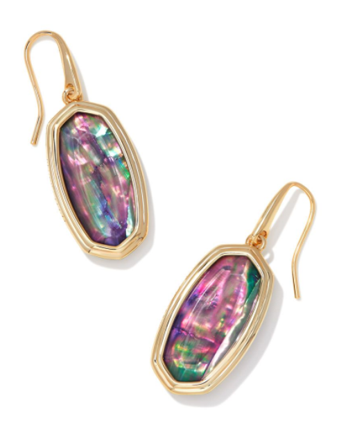 Framed Dani Drop Earrings in Gold Lilac Abalone