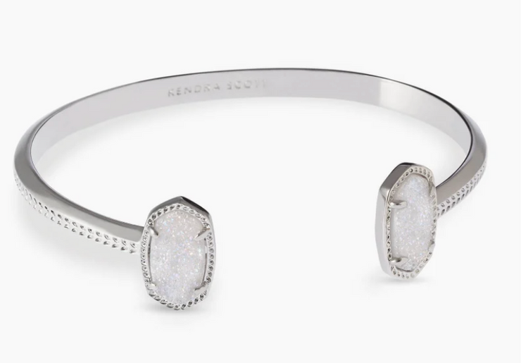 Elton Silver Cuff Bracelet in Iridescent Drusy