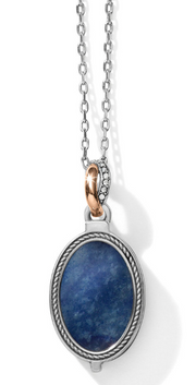 Neptune's Rings Oval Brazil Blue Quartz Reversible Necklace