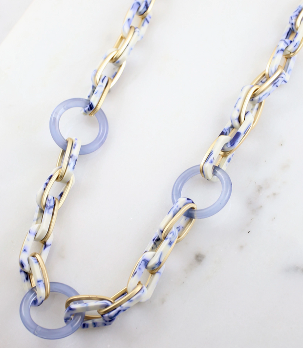 Ariella Link Necklace BLUE