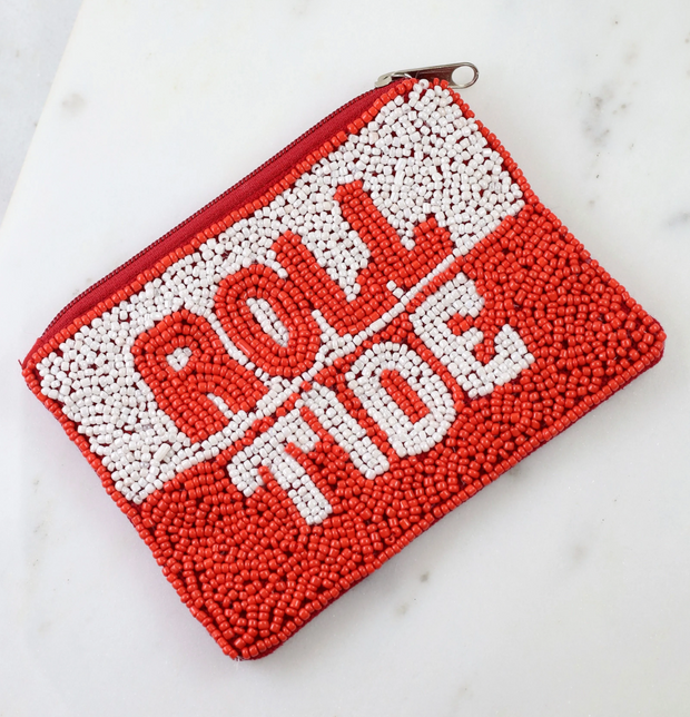 Roll Tide Beaded Pouch WHITE