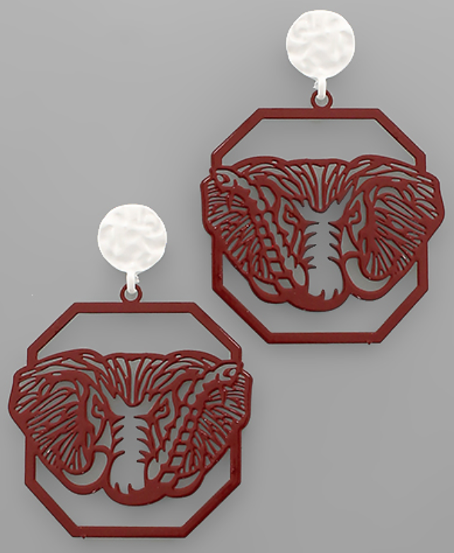 Elephant Octagon Earrings