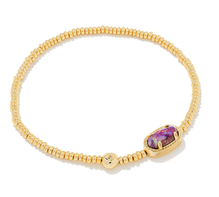 GRAYSON STRETCH BRACELET GOLD BRONZED VEINED PURPLE TURQUOISE