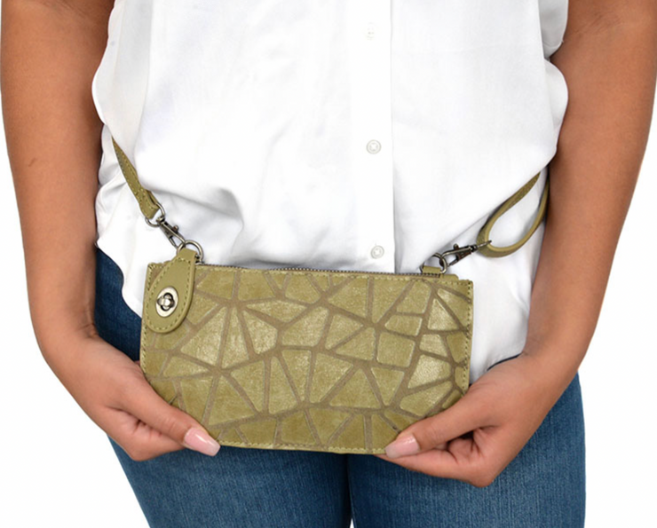 Geo Crossbody Wristlet Clutch