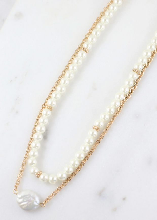 Buena Vista Layered Pearl Necklace GOLD