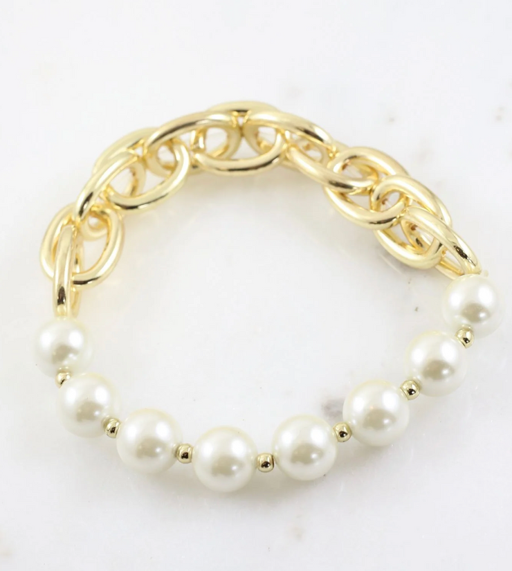 Jasmin Pearl Stretch Bracelet GOLD