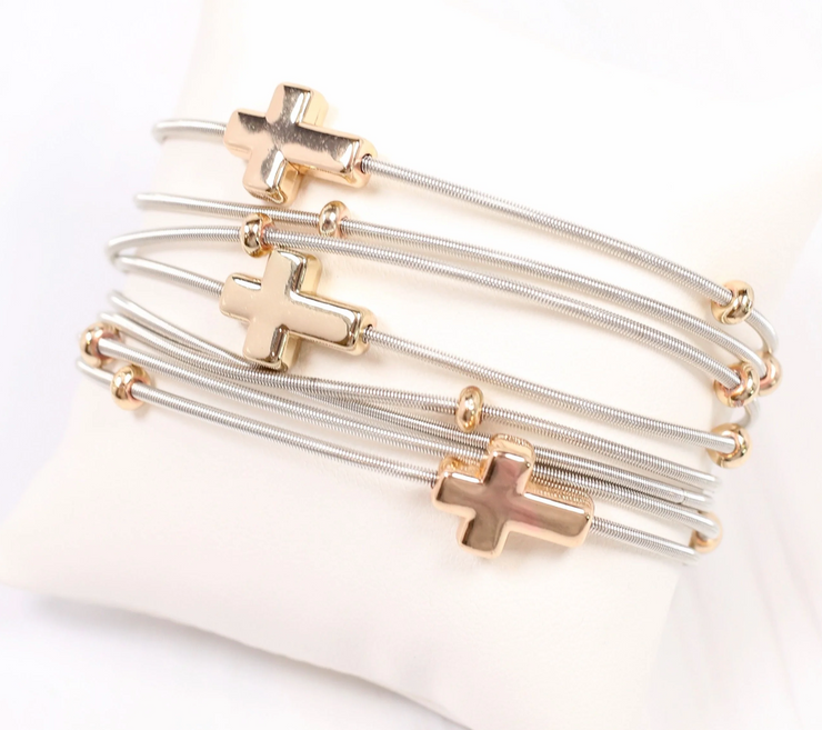 Alderman Stretch Cross Bracelet SILVER