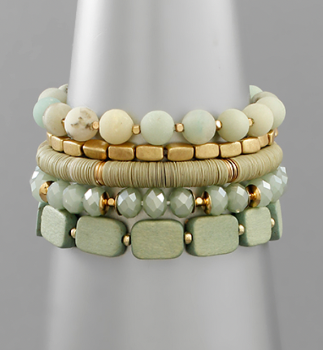 Stone and Multi Sade Bracelet Set