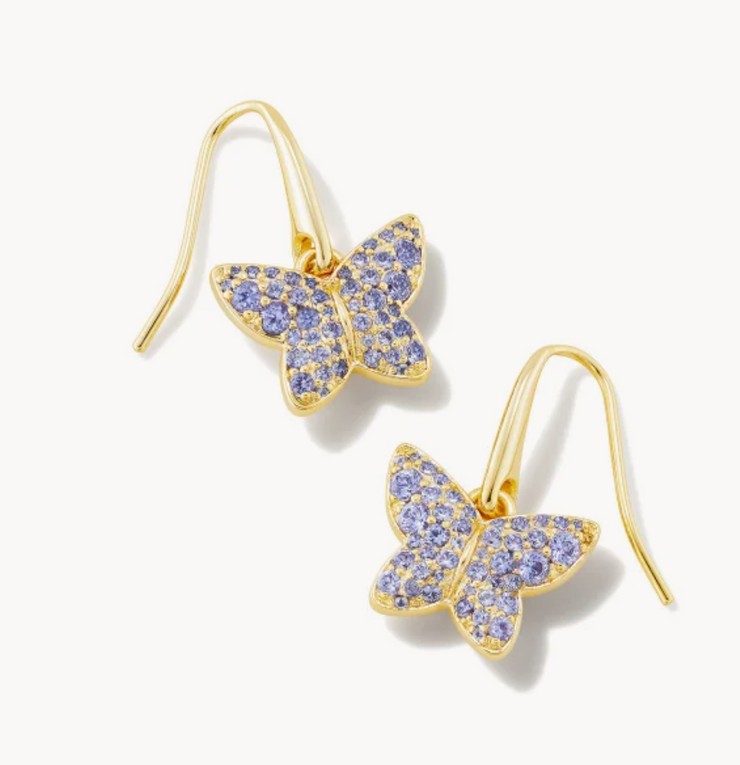 Lillia Crystal Butterfly Gold Drop Earrings