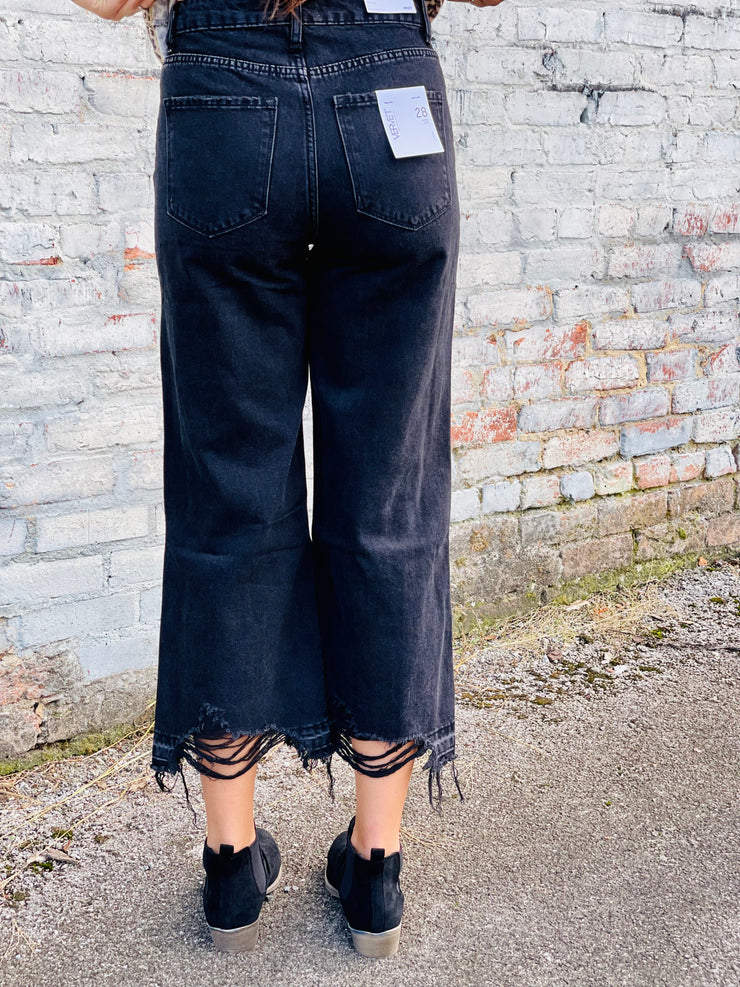 Wide Leg Black Denim