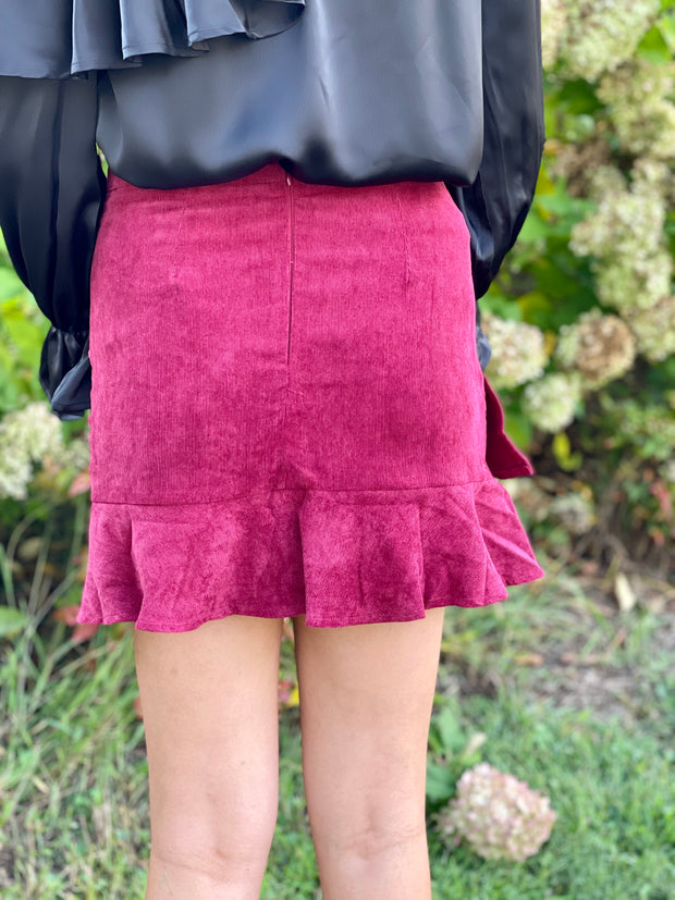 Corduroy Ruffled Mini Skirt