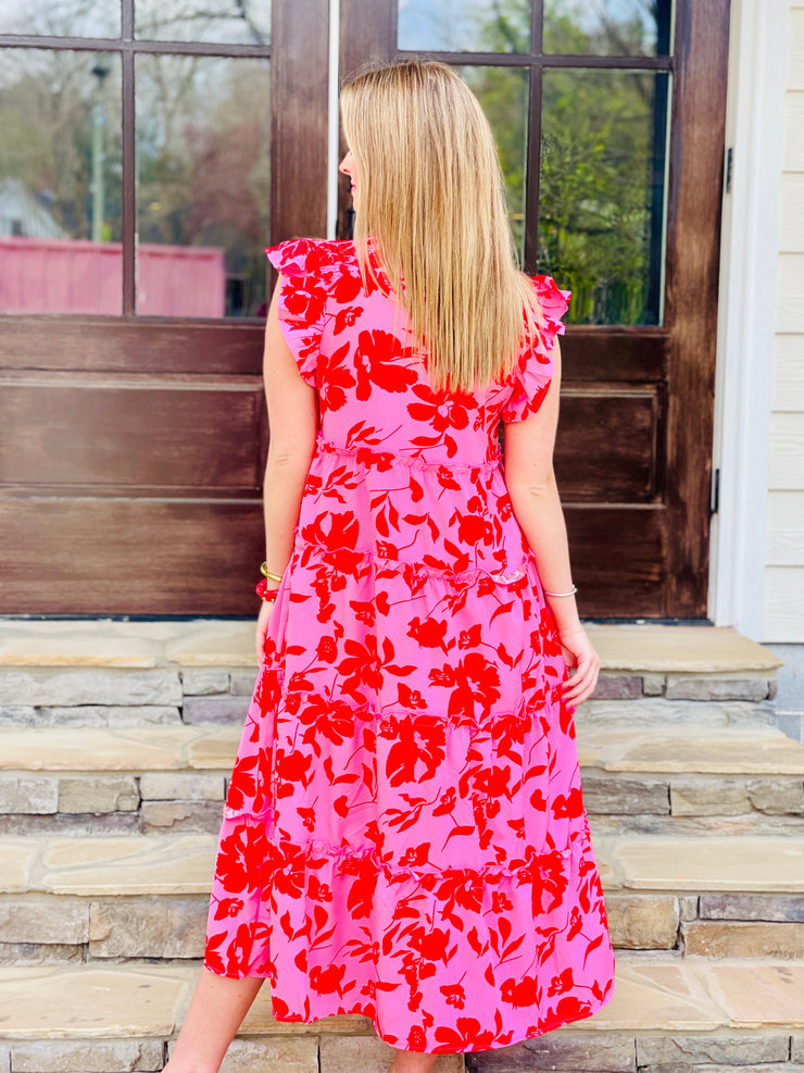 Just One Look Floral Midi Dress