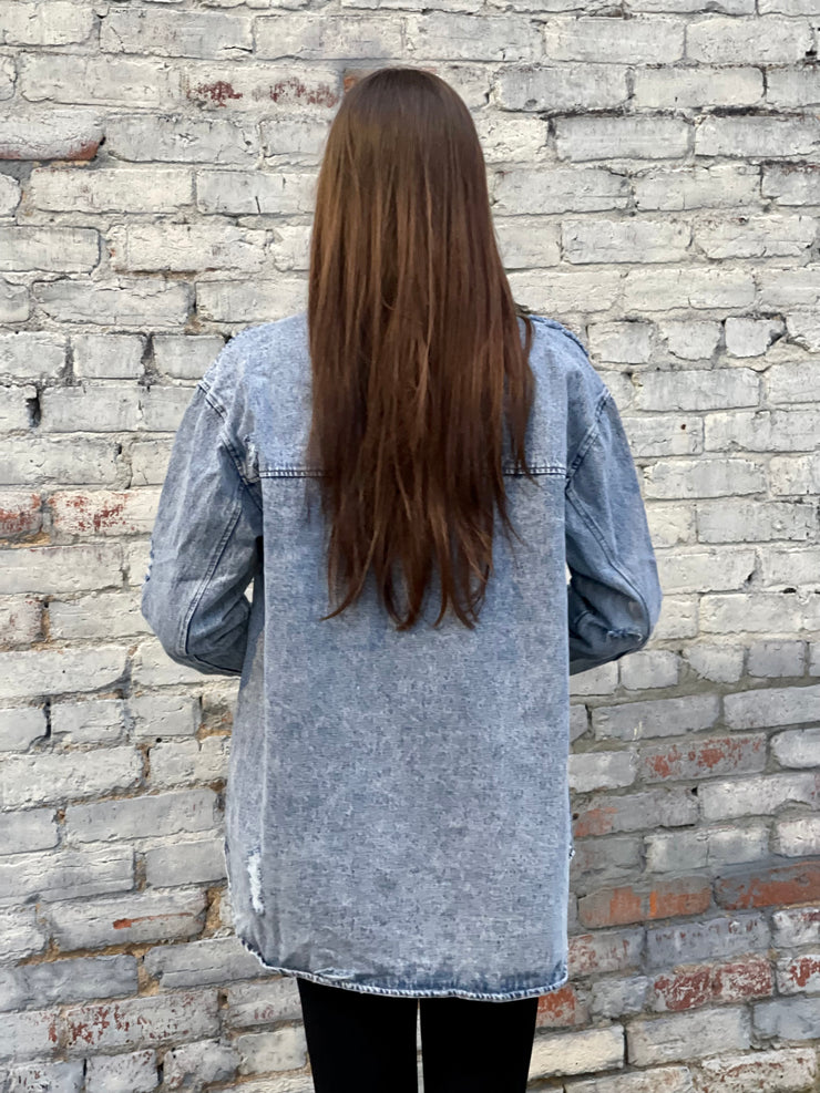 Fearless distressed denim jacket