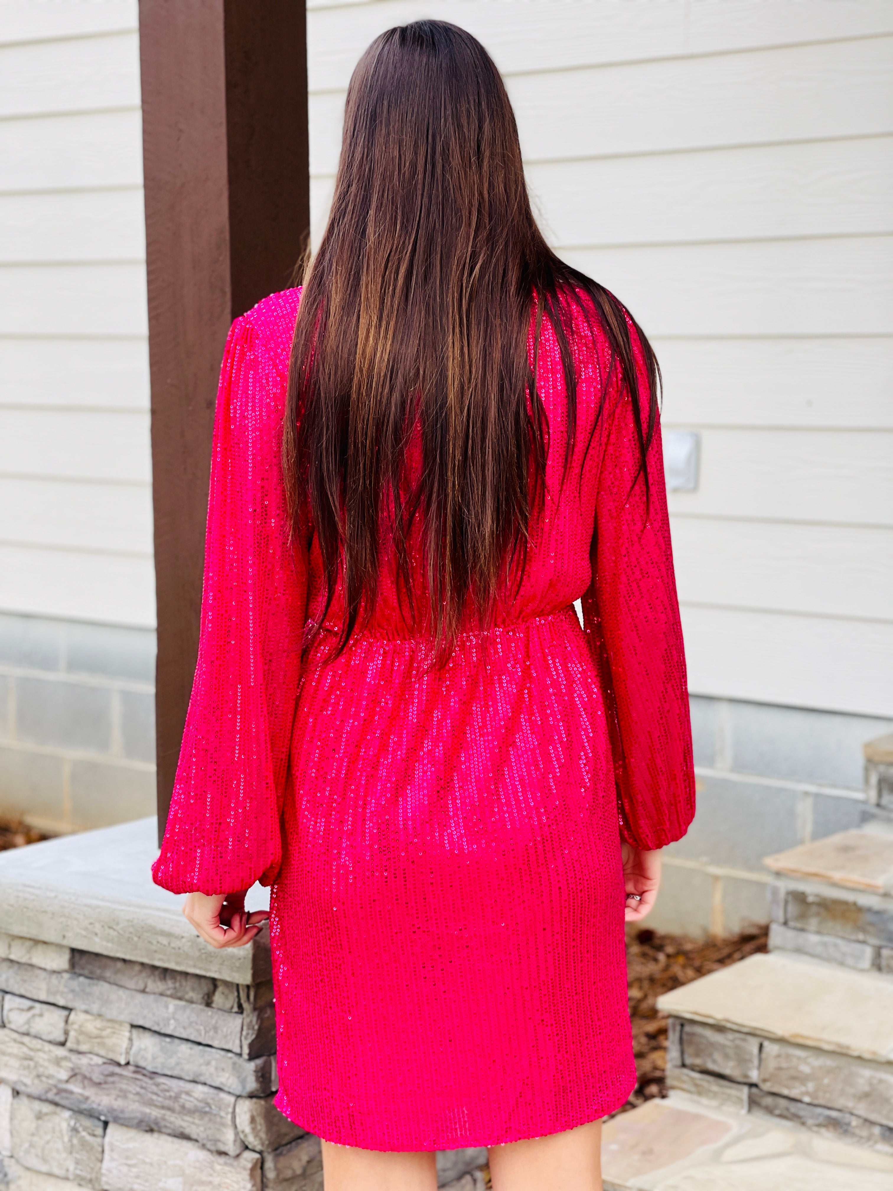 Express pink sequin fashion dress