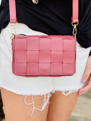 Faux Leather Woven Crossbody