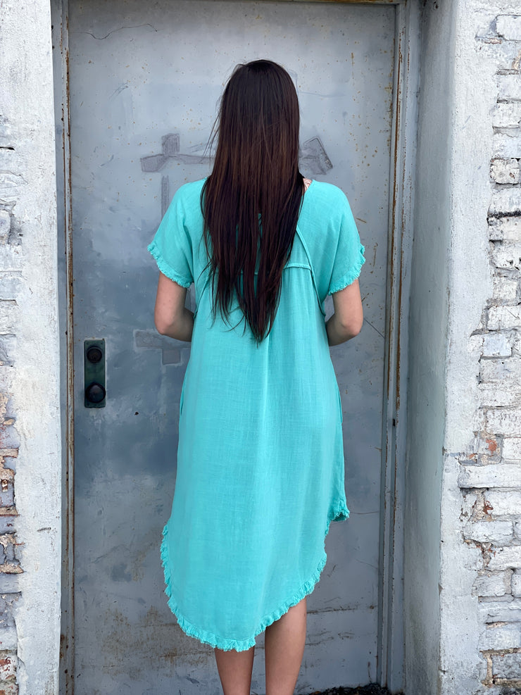 Spring Fever Linen Dress-Mint