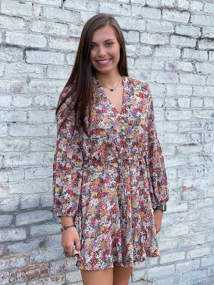 Electric Nights Rust Foral Dress