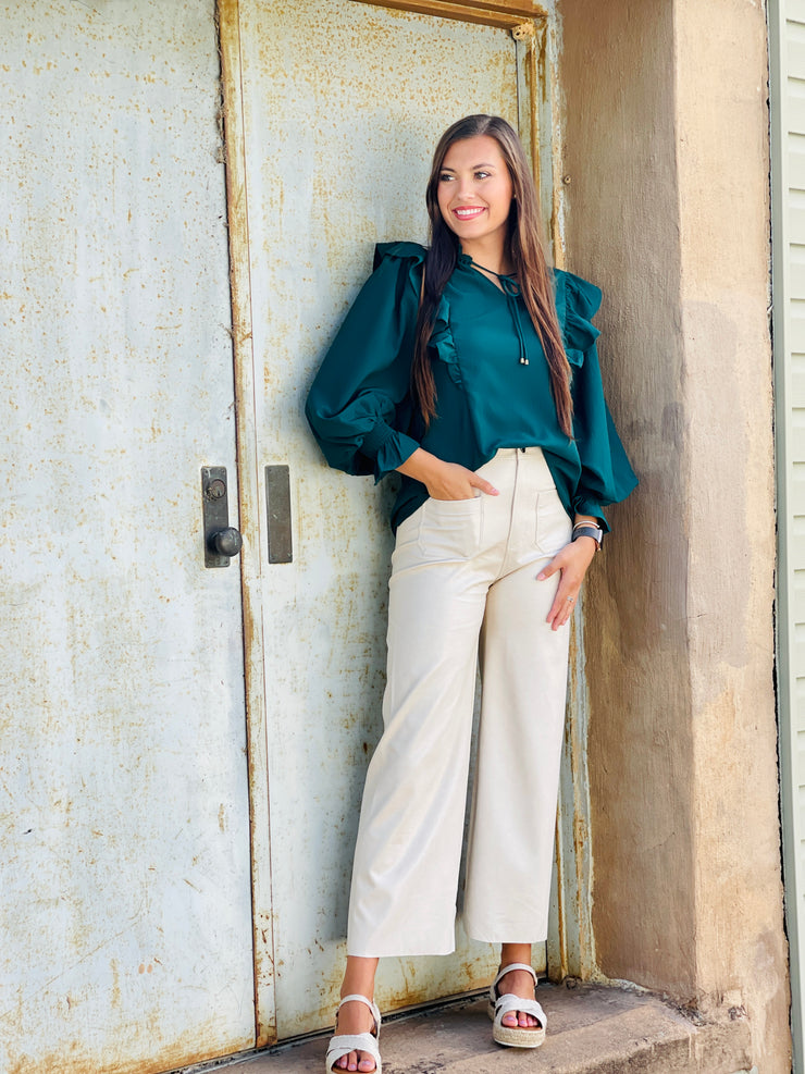 Natural Faux Leather Pants