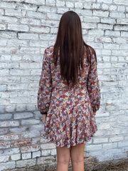 Electric Nights Rust Foral Dress