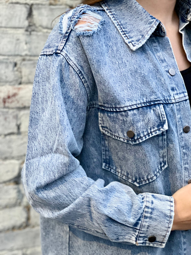 Fearless distressed denim jacket