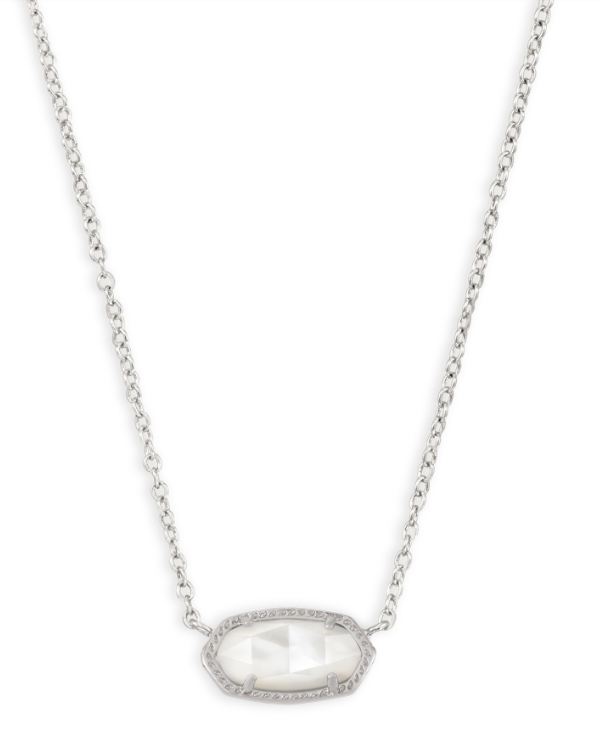 ELISA PENDANT NECKLACE RHODIUM IVORY MOTHER OF PEARL