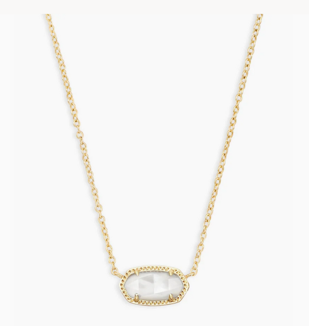 Elisa Gold Pendant Necklace in Ivory