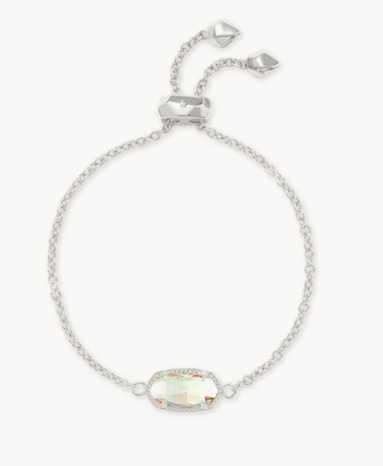 Elaina Silver Adjustable Chain Bracelet in Dichroic Glass