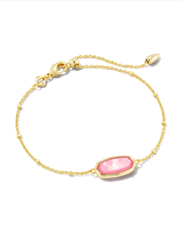 Framed Elaina Gold Delicate Chain Bracelet in Peony Mother-Of-Pearl