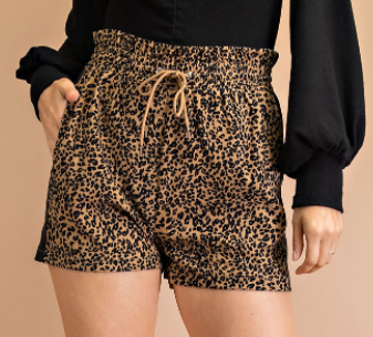 Leopard Leather Shorts