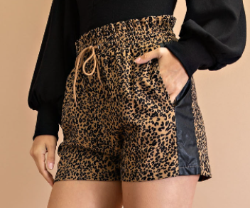 Leopard Leather Shorts